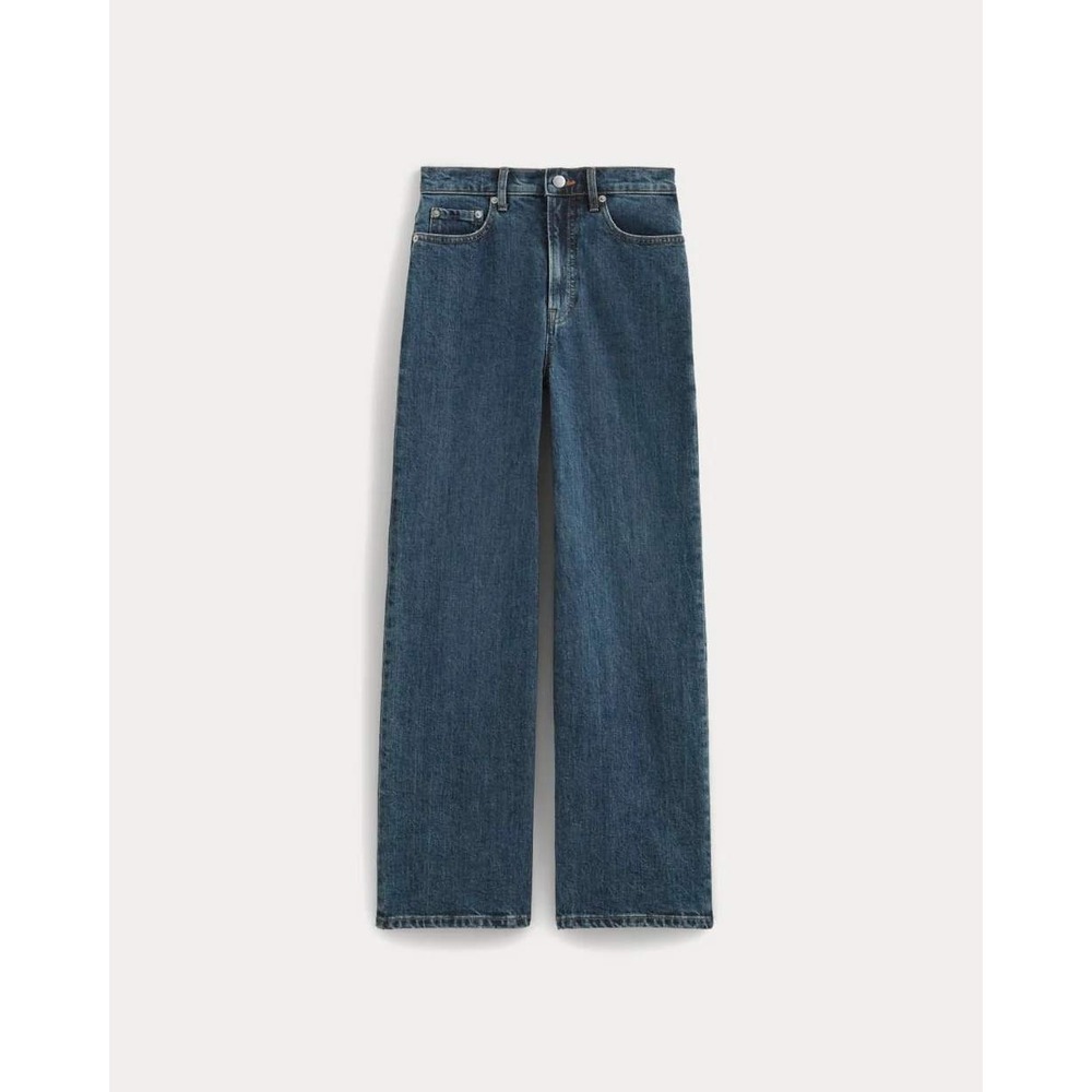 Everlane Way-High Sailor Jeans Women 27 Crop Blue Dark Wash Wide Leg High Rise - Picture 2 of 10